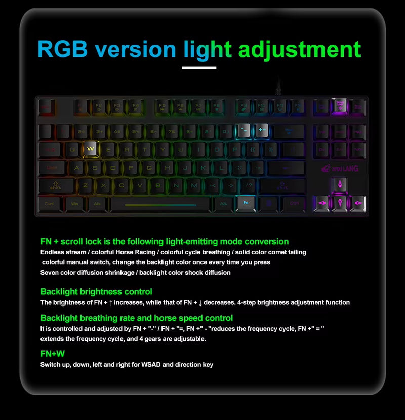 K16 PC Keyboard Waterproof Portable Gaming Keyboard Mechanical Feel Backlit Ergonomics Colorful Computer Accessories