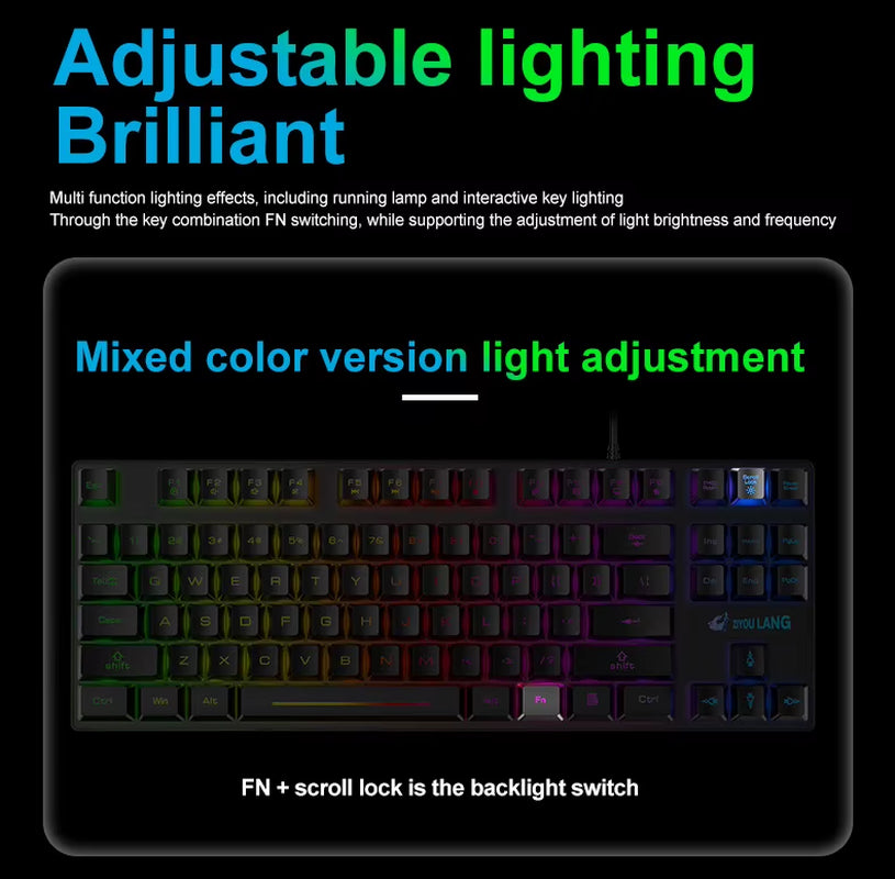 K16 PC Keyboard Waterproof Portable Gaming Keyboard Mechanical Feel Backlit Ergonomics Colorful Computer Accessories